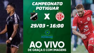 ABC x América-RN na imagem, jogador do ABC, à esquerda, e jogador do América-RN, à direita