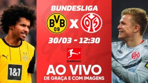 Borussia Dortmund x Mainz, na imagem, à esquerda, jogador do Borussia Dortmund, e,à direita, jogador do Mainz