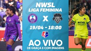 Orlando Pride x Washington Spirit na imagem, jogador do Orlando Pride, à esquerda, e jogadora do Washington Spirit, à direita.