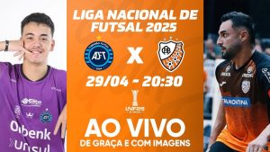 Tubarão x Carlos Barbosa na imagem, jogador do Tubarão, à esquerda, e jogador do Carlos Barbosa, à direita.